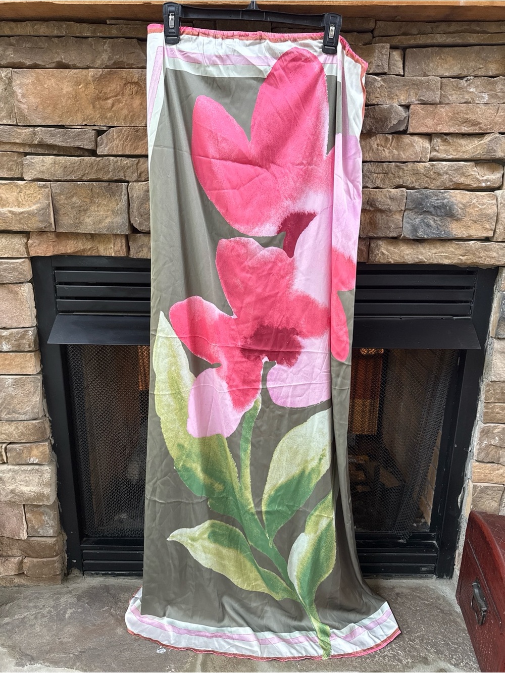 Amazon Strapless Floral Maxi Dress in Watercolor Pink and Olive Green - Picture 7 of 7